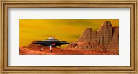 UFO landing on a desert landscape Fine Art Print