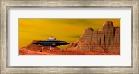 UFO landing on a desert landscape Fine Art Print