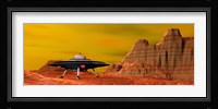 UFO landing on a desert landscape Fine Art Print