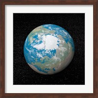 3D rendering of planet Earth centered on the North Pole Fine Art Print