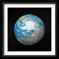 3D rendering of planet Earth centered on the North Pole Fine Art Print