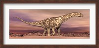 Large Argentinosaurus dinosaur walking in the desert Fine Art Print