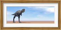 Large Aucasaurus dinosaur standing in the desert Fine Art Print