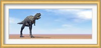 Large Aucasaurus dinosaur standing in the desert Fine Art Print