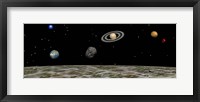 View of the universe and planets as seen from a distant moon Fine Art Print