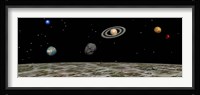 View of the universe and planets as seen from a distant moon Fine Art Print