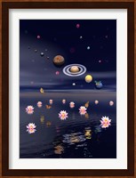 Planets of the solar system surrounded by lotus flowers and butterflies Fine Art Print