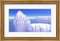 Three icebergs in ocean by daylight Fine Art Print