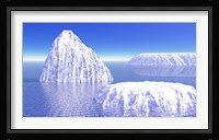 Three icebergs in ocean by daylight Fine Art Print