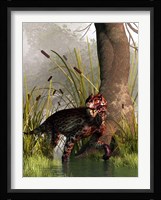 A Lycaenops stalking through a shallow prehistoric wetland Fine Art Print