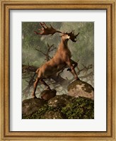 An Irish Elk stands proudly in a dense forest Fine Art Print