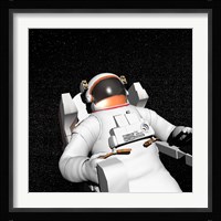 Astronaut floating alone in the dark space surrounded with stars Fine Art Print