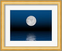 Beautiful full moon against a deep blue sky over the ocean Fine Art Print