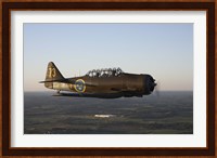 North American T-6 Texan trainer warbird in Swedish Air Force colors Fine Art Print
