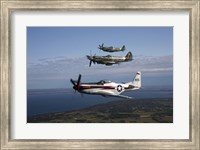 P-51 Cavalier Mustang with Supermarine Spitfire fighter warbirds Fine Art Print
