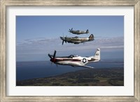 P-51 Cavalier Mustang with Supermarine Spitfire fighter warbirds Fine Art Print