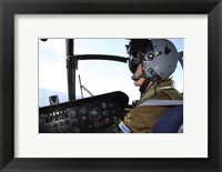 Pilot in the cockpit of a CH-46 Sea Knight helicopter of the Swedish Air Force Fine Art Print