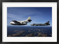 Saab J 29 and Hawker Hunter vintage jet fighters of the Swedish Air Force Historic Flight Fine Art Print