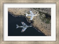 Saab J 29 Flying Barrel and Hawker Hunter vintage jet fighters of the Swedish Air Force Fine Art Print