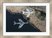 Saab J 29 Flying Barrel and Hawker Hunter vintage jet fighters of the Swedish Air Force Fine Art Print