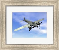 World War II era German aircraft with swastika flying in the sky Fine Art Print