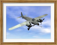 World War II era German aircraft with swastika flying in the sky Fine Art Print