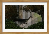 Gigantoraptor in a dense prehistoric forest Fine Art Print