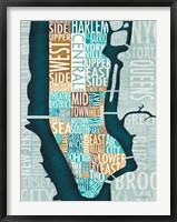 Manhattan Map Blue Brown Fine Art Print