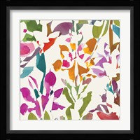 Pink Garden Square III White Framed Print