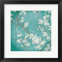 White Cherry Blossoms II on Blue Aged No Bird Fine Art Print