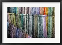 China, Suzhou. Hanging silk threads, market Fine Art Print