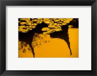 Lily Pond and Temple Reflection in Yellow, China Fine Art Print