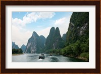 China, Guilin, Li River, Boats along the River Fine Art Print