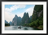 China, Guilin, Li River, Boats along the River Fine Art Print