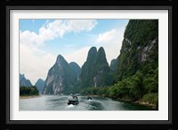 China, Guilin, Li River, Boats along the River Fine Art Print