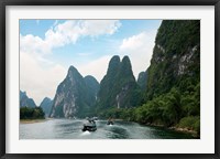China, Guilin, Li River, Boats along the River Fine Art Print