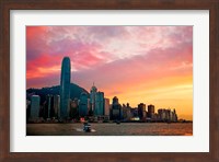 Victoria Peak as seen from a boat in Victoria Harbor, Hong Kong, China Fine Art Print