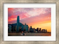 Victoria Peak as seen from a boat in Victoria Harbor, Hong Kong, China Fine Art Print
