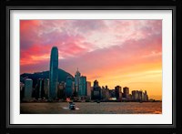 Victoria Peak as seen from a boat in Victoria Harbor, Hong Kong, China Fine Art Print