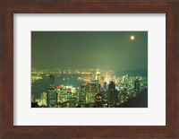 City Lights at Twilight From Victoria Peak, Central District, Hong Kong, China Fine Art Print