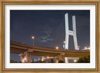 Full Moon Rises Above Nanpu Bridge over Huangpu River, Shanghai, China Fine Art Print