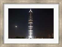 Full Moon Rises Behind Jin Mao Tower in Pudong Economic Zone, Shanghai, China Fine Art Print