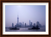 Water Traffic along Huangpu River Passing Oriental TV Tower and Pudong Skyline, Shanghai, China Fine Art Print