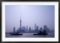Water Traffic along Huangpu River Passing Oriental TV Tower and Pudong Skyline, Shanghai, China Fine Art Print