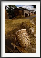 Bai Minority Laying Wheat on the Road, Jianchuan County, Yunnan Province, China Fine Art Print