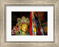 Dalai Lama Picture Beside Maitreya Buddha, Thiksey Monastery, Thiksey, Ladakh, India Fine Art Print