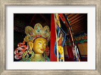 Dalai Lama Picture Beside Maitreya Buddha, Thiksey Monastery, Thiksey, Ladakh, India Fine Art Print