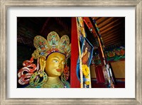 Dalai Lama Picture Beside Maitreya Buddha, Thiksey Monastery, Thiksey, Ladakh, India Fine Art Print