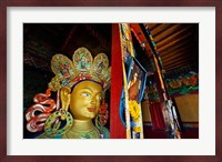 Dalai Lama Picture Beside Maitreya Buddha, Thiksey Monastery, Thiksey, Ladakh, India Fine Art Print