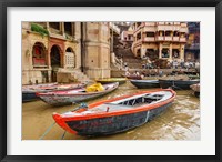 Boats on River Ganges, Varanasi, India Fine Art Print